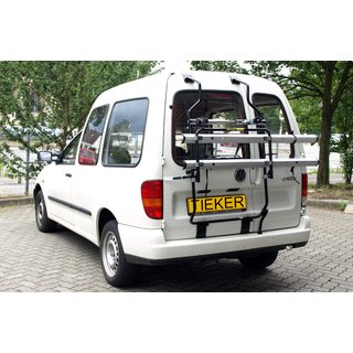 Hecktrger VW Caddy II 9KV mit Flgeltren - Schienen sind anklappbar (veringerte Fahrzeuglnge) - Rcklichter werden nicht verdeckt