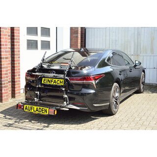 Paulchen Fahrradhecktrger - Lexus LS 500h Typ USF50 ab 01/2018- - Trgersystem Mittellader - Schienensystem First Class - Schienen anklappbar (unbeladen)